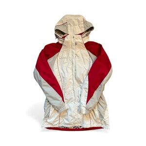Columbia Womens 2 piece Winter Weatherproof Ski Jacket Fleece Red White XL